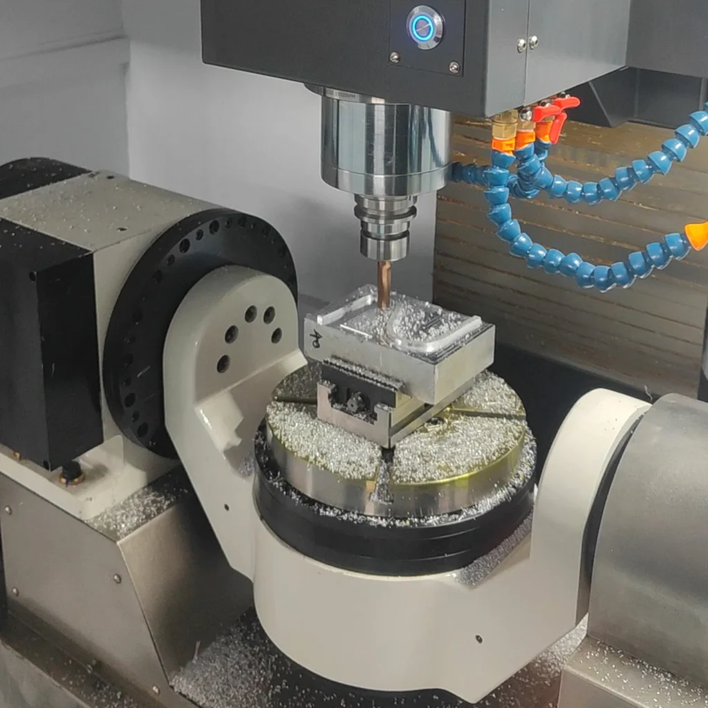 5-axis machining center processing S-shaped metal component
