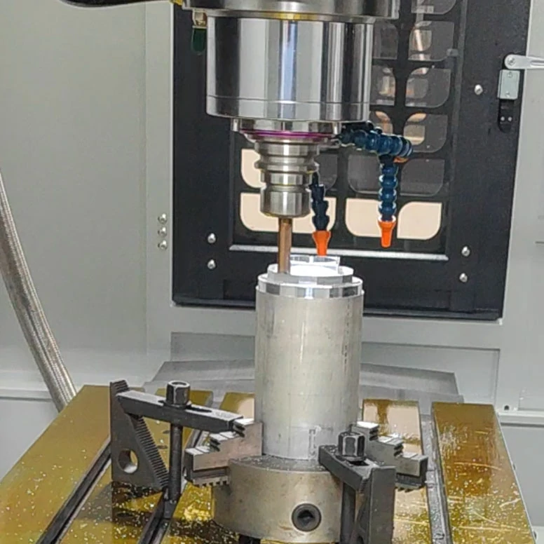 Vertical machining center processing square and hexagonal metal parts