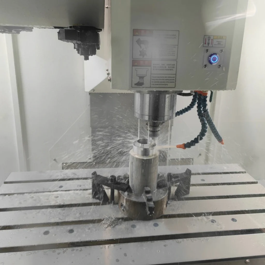 Vertical machining center performing roundness accuracy test during inspection