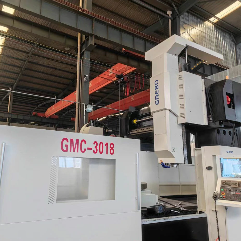 GMC3018 gantry machining center working in production workshop, side view