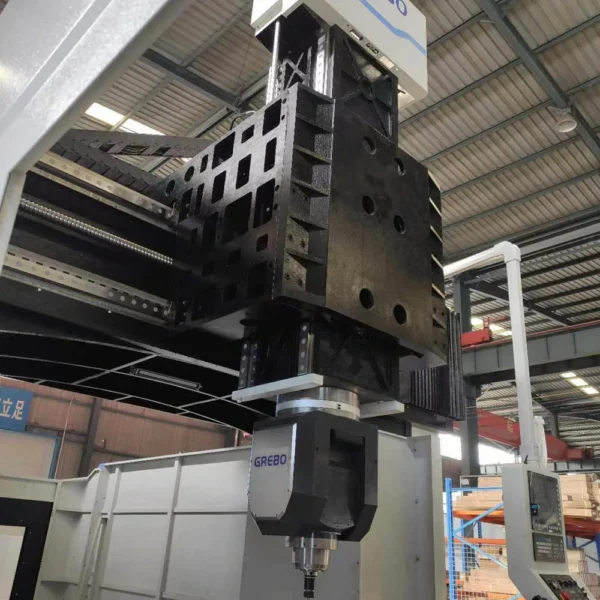 GMC3520 gantry machining center detailed view of spindle and HIWIN guideways